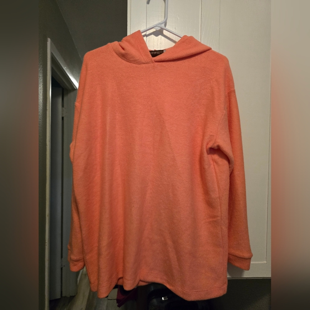 Zenana Coral Orange Hooded Sweatshirt